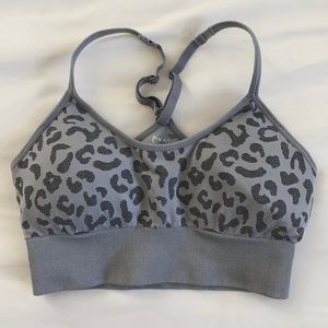 Grey Leopard Seamless Sports Bra
